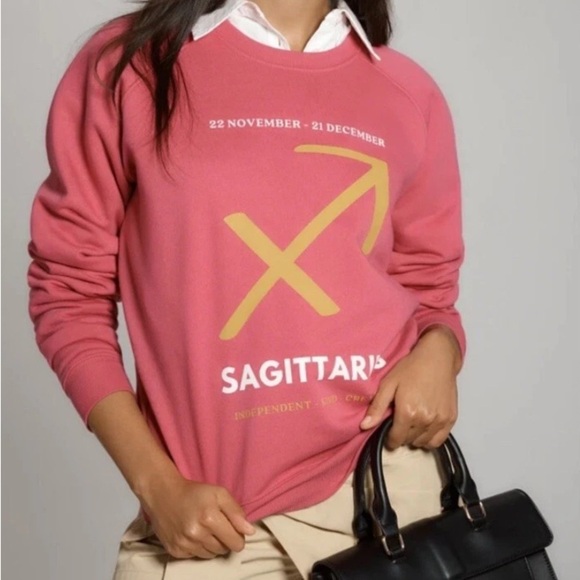 Anthropologie Zodiac Sweatshirt Catherine O'Sullivan Sagittarius Pink Size XS - Picture 2 of 9